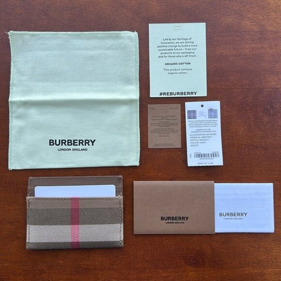 New Burberry card case wallet with dust bag - Earth - Picture 1 of 7